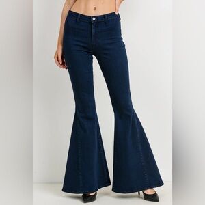 Just Black Denim High Rise Bell Bottom with Seam Detail Super Flare Sz 27